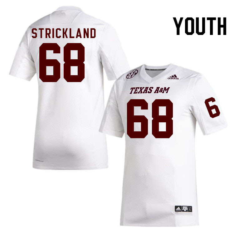 Youth #68 Remington Strickland Texas A&M Aggies College Football Jerseys Stitched Sale-White